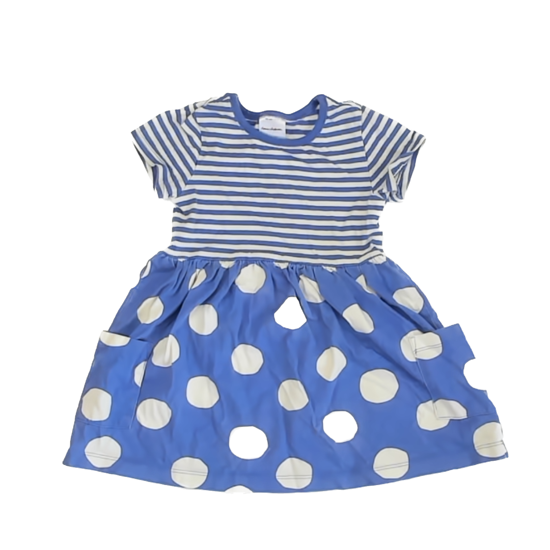 Hanna Andersson Girls Blue | White Dress Size: 3T Blue | White
