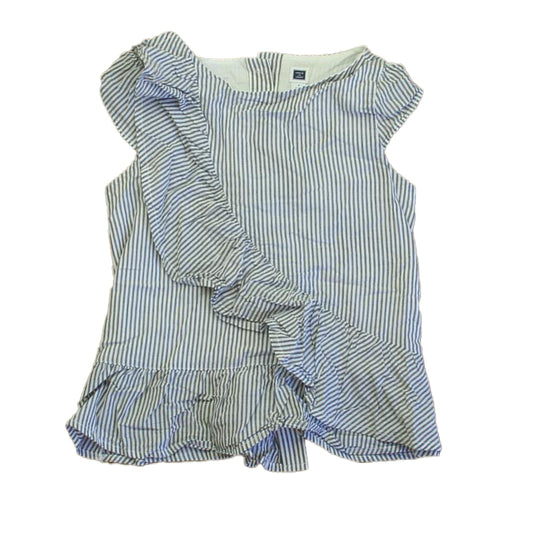 Janie and Jack Girls Blue | White Blouse Size: 7 Years