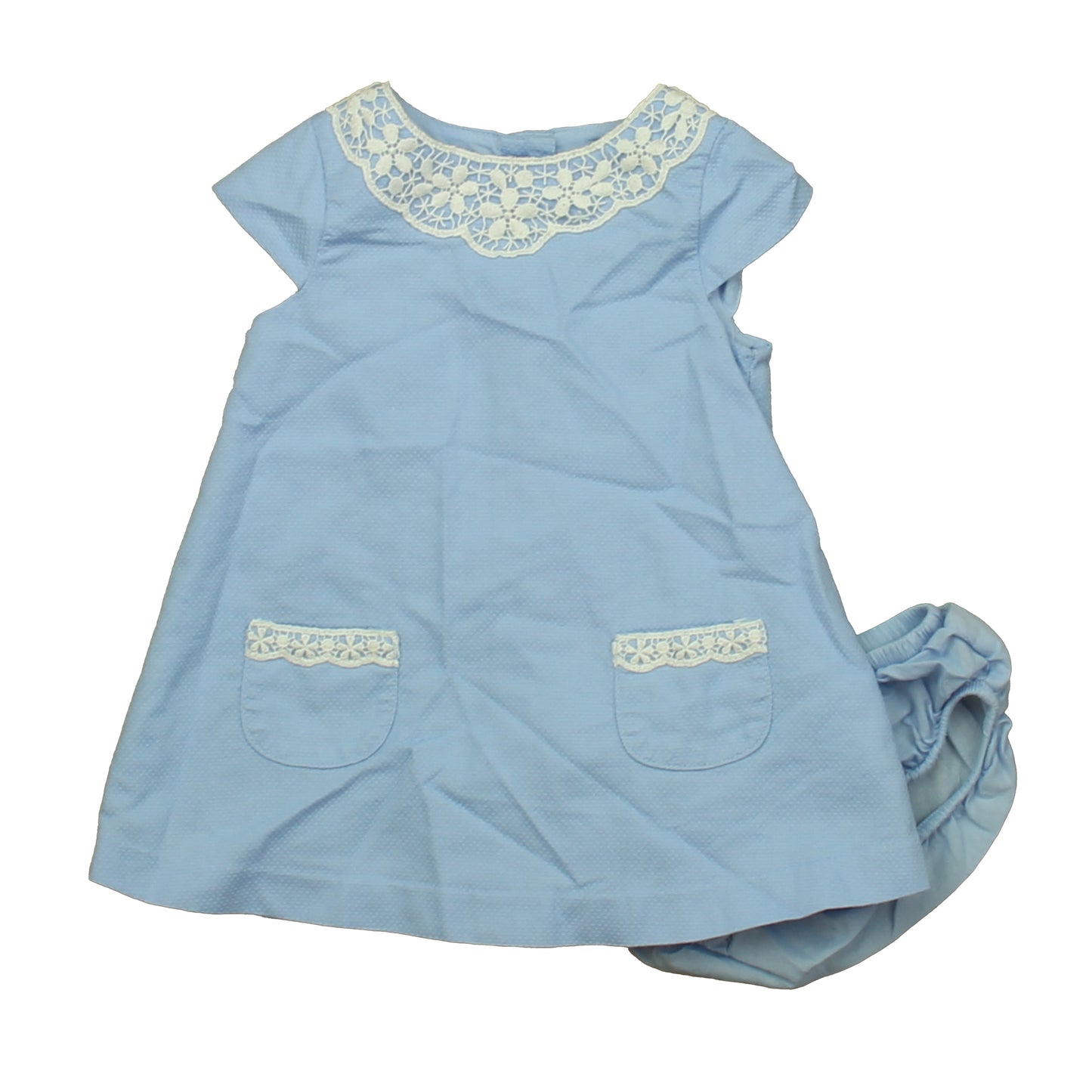 Janie and Jack Girls Blue | White Dress Size: 3-6 Months