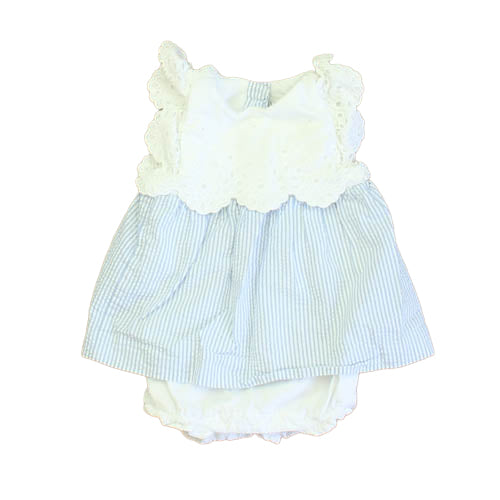 Janie and Jack Girls Blue | White Romper Size: 3-6 Months