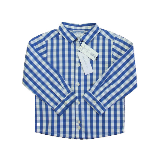 Jacadi Boys Blue | White Button Down Long Sleeve Size: 24 Months Blue | White