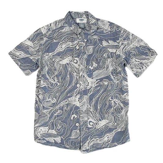 Old Navy Boys Blue | White Button Down Short Sleeve Size: 6-7 Years Blue | White