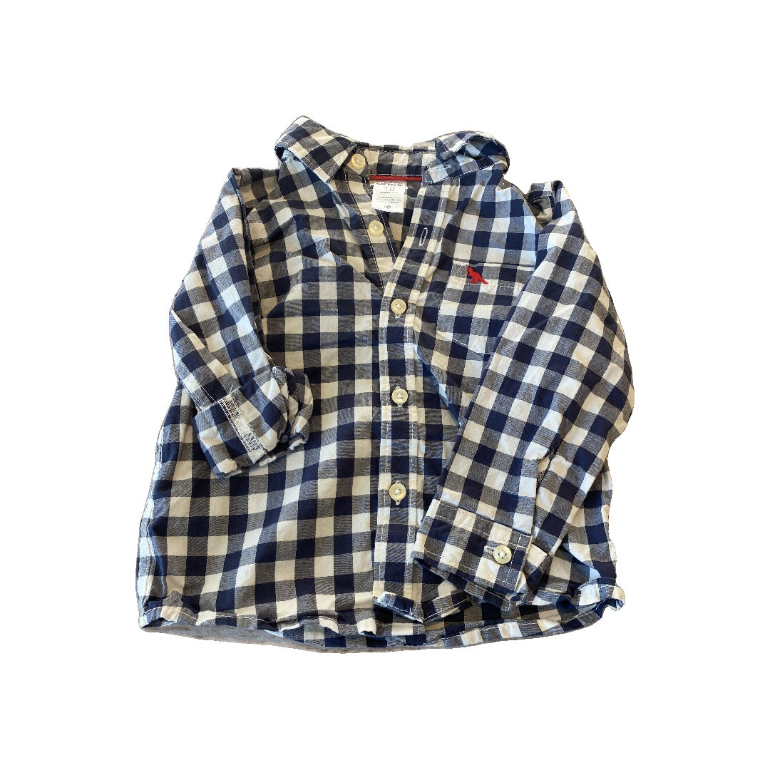 Carters Boys Blue | White Button Down Short Sleeve Size: 18 months Blue | White