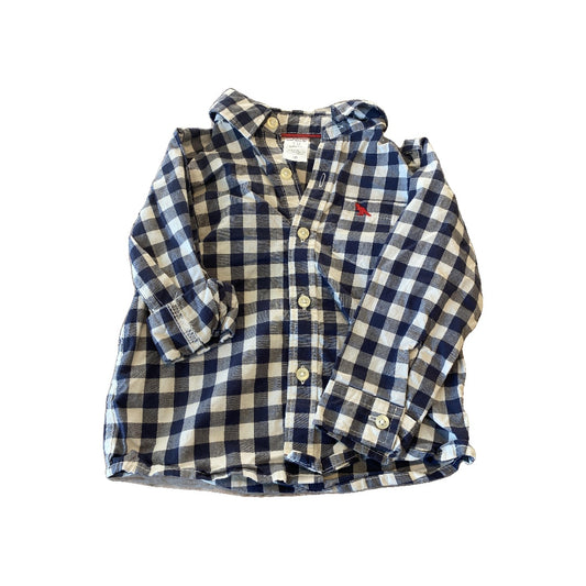 Carters Boys Blue | White Button Down Short Sleeve Size: 18 months Blue | White