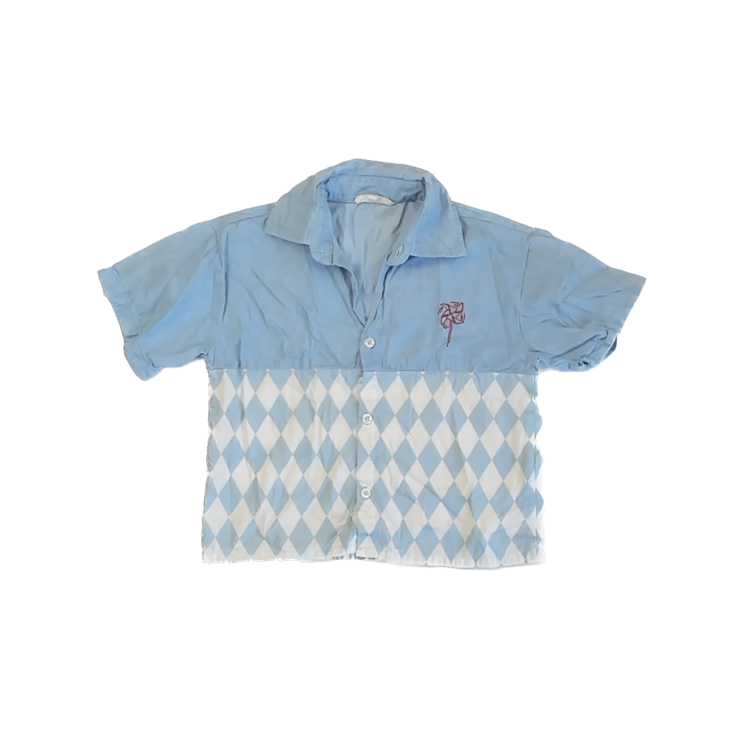 The Sunday Collective Girls Blue | White Short Sleeve Shirt Size: 6-7 Years Blue | White