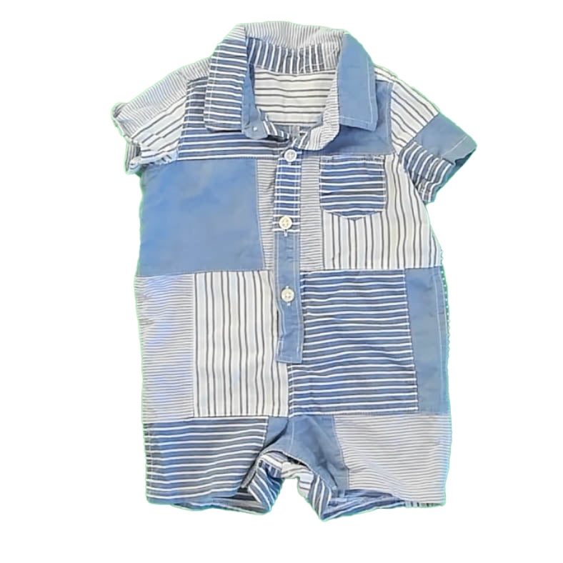 Gap Boys Blue | White Romper Size: 3-6 Months Blue | White