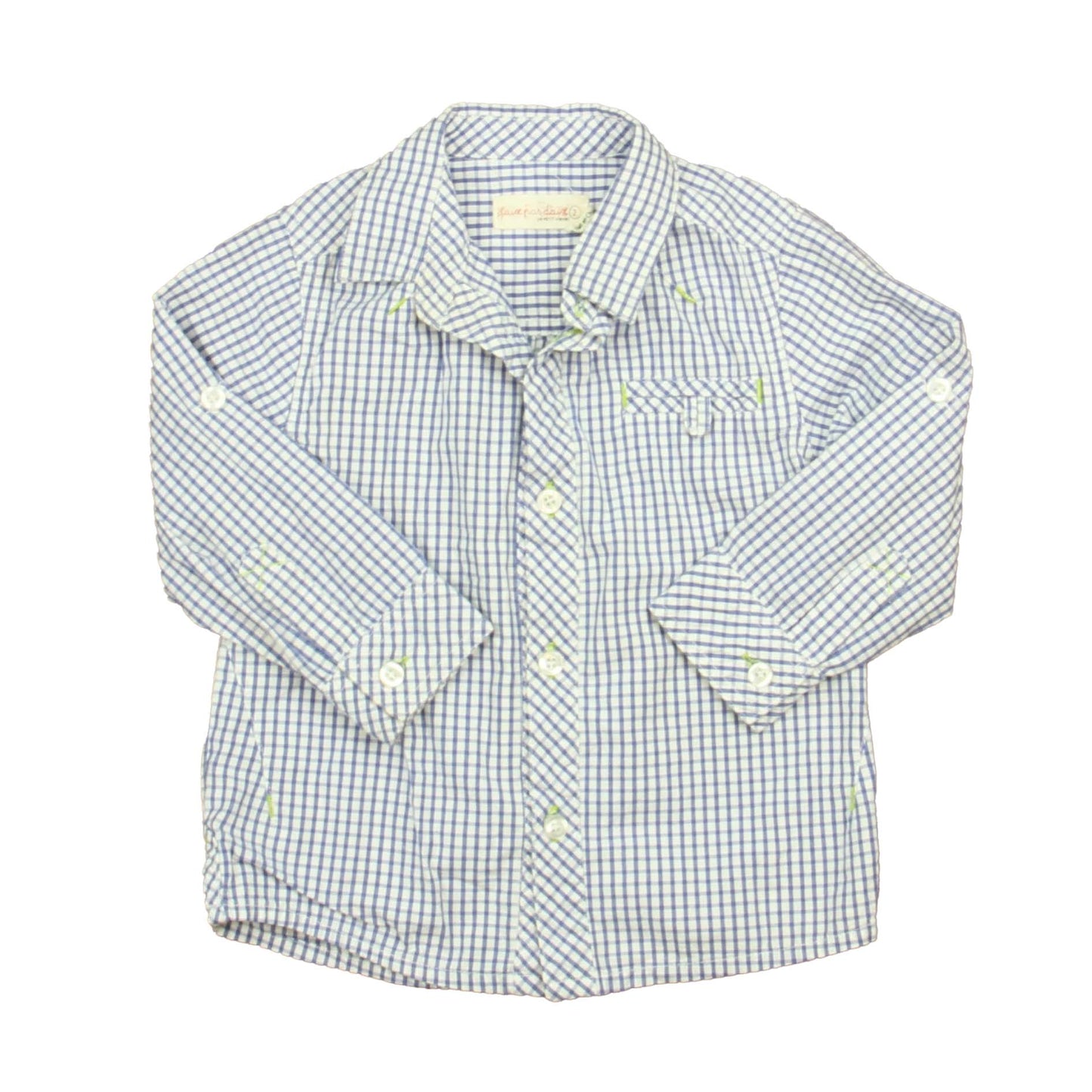 Deux par deux Boys Blue | White Button Down Long Sleeve Size: 2T Blue | White