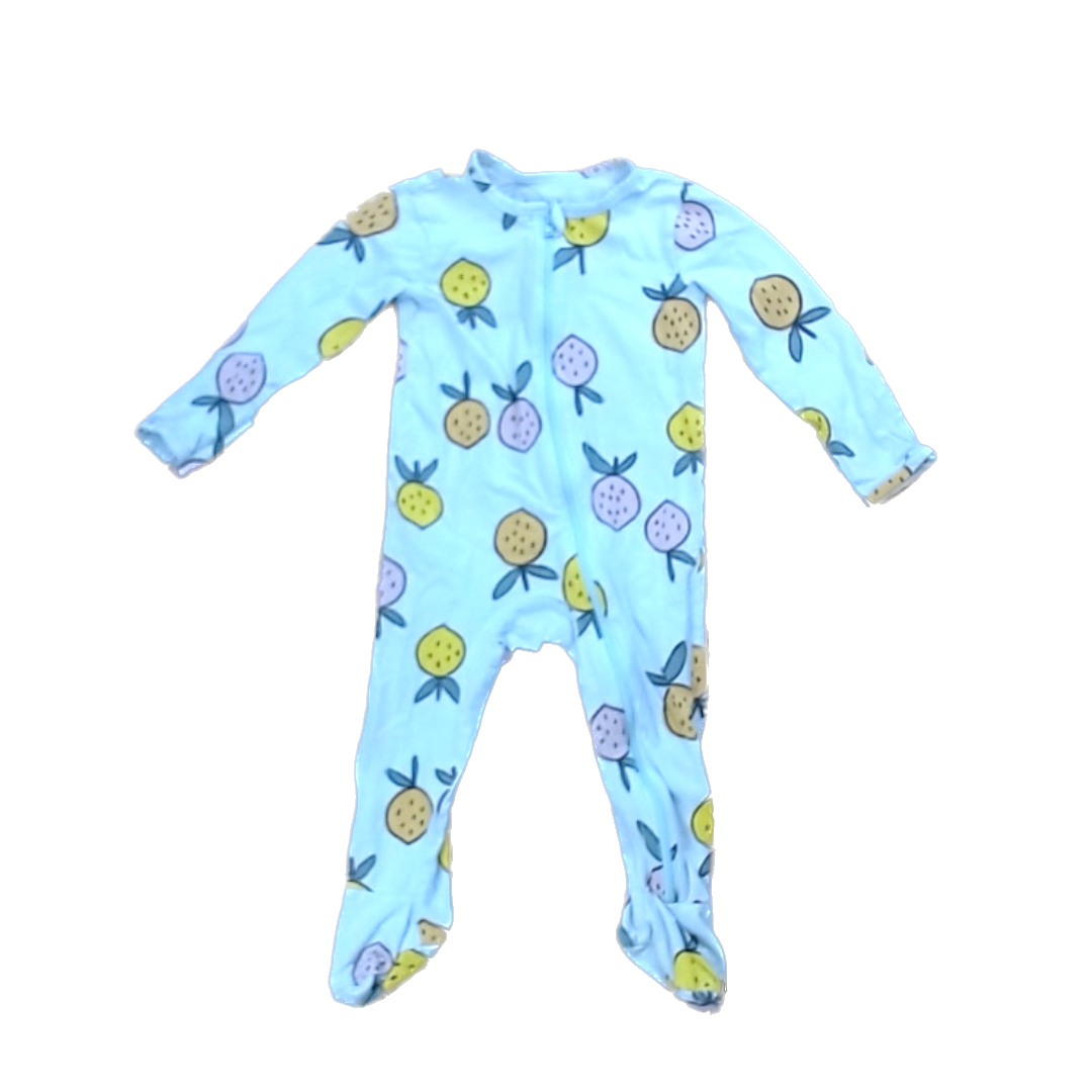Tea Collection Unisex Blue with Fruits 1-piece footed Pajamas Size: 6-9 Months Blue with Fruits