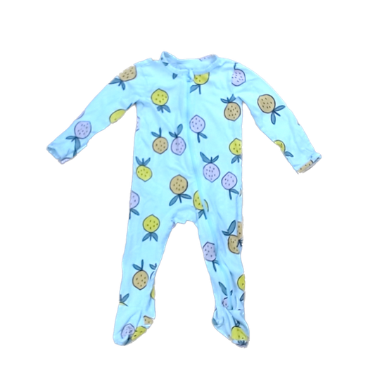 Tea Collection Unisex Blue with Fruits 1-piece footed Pajamas Size: 6-9 Months Blue with Fruits