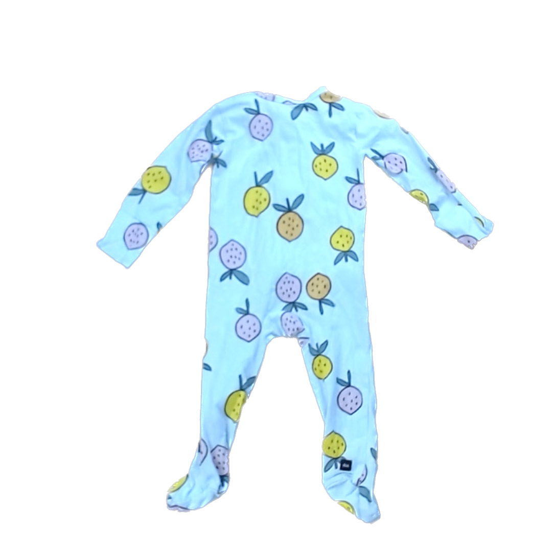 Tea Collection Unisex Blue with Fruits 1-piece footed Pajamas Size: 6-9 Months Blue with Fruits