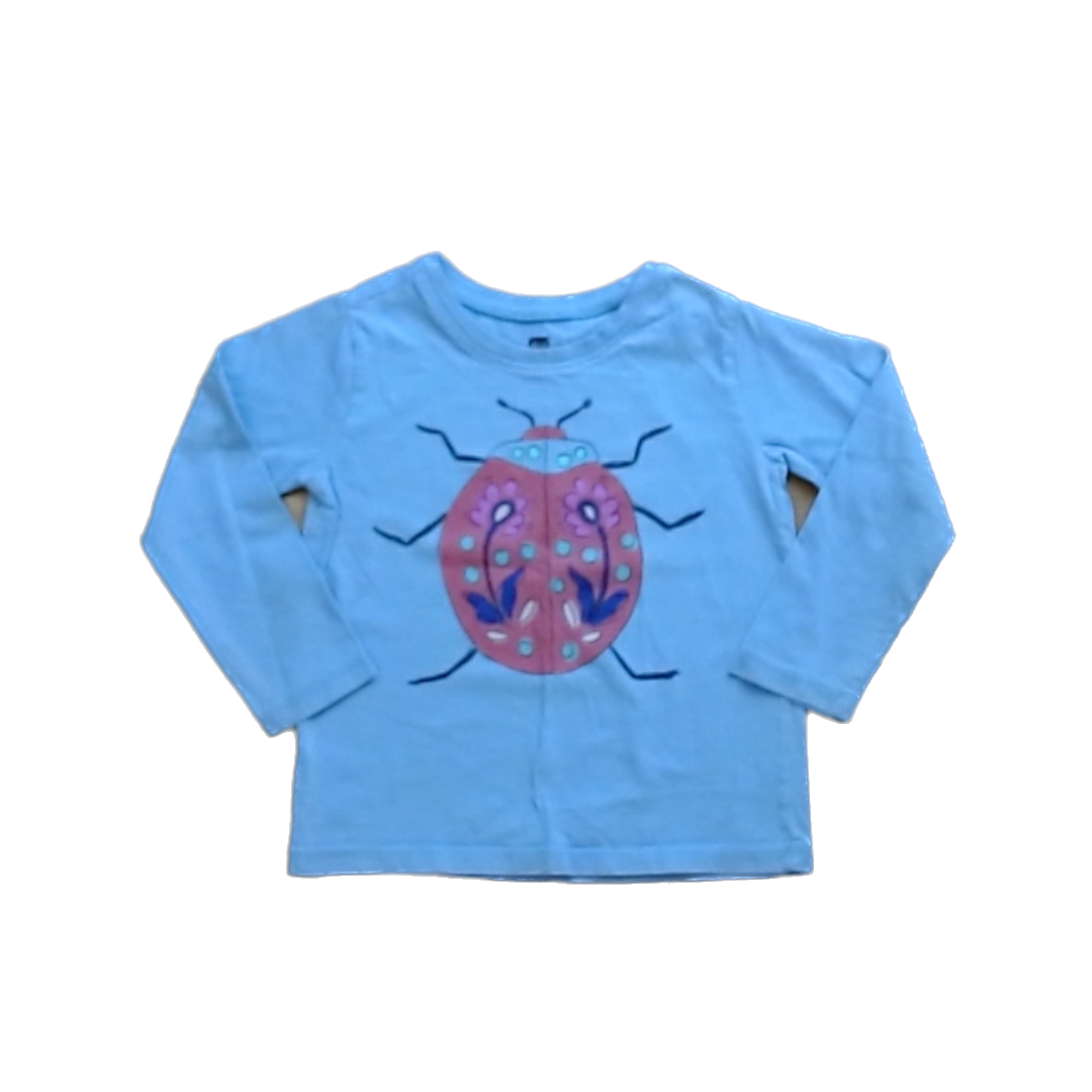 Tea Collection Girls Blue with LadyBug Long Sleeve Tops Size: 18-24 Months Blue with LadyBug