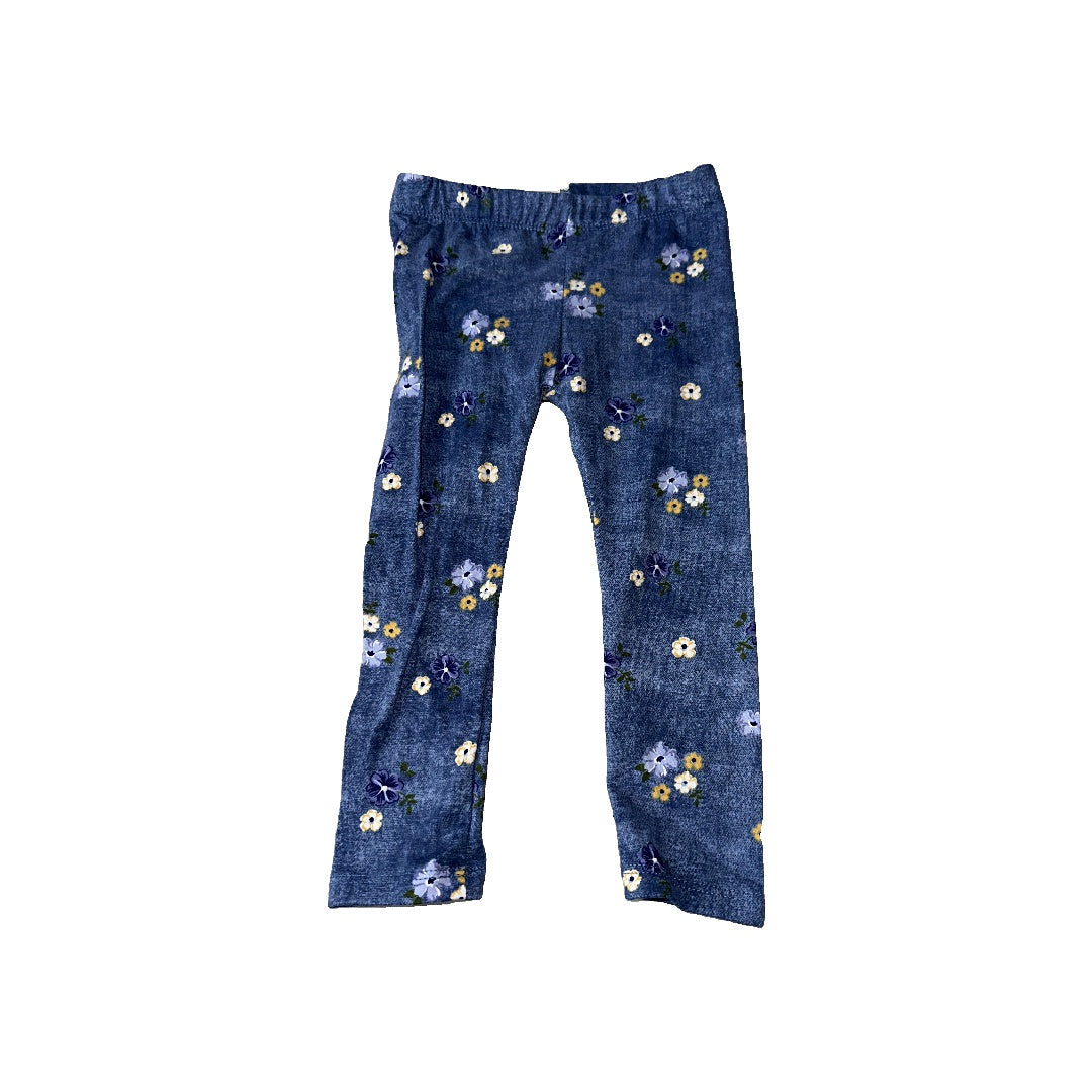 Btween Girls Blue | Yellow | Flowers Pants Size: 2T Blue | Yellow | Flowers
