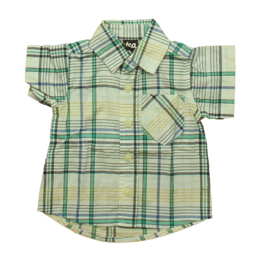 Tea Boys Blue | Yellow Plaid Button Down Short Sleeve Size: 18-24 Months Blue | Yellow Plaid