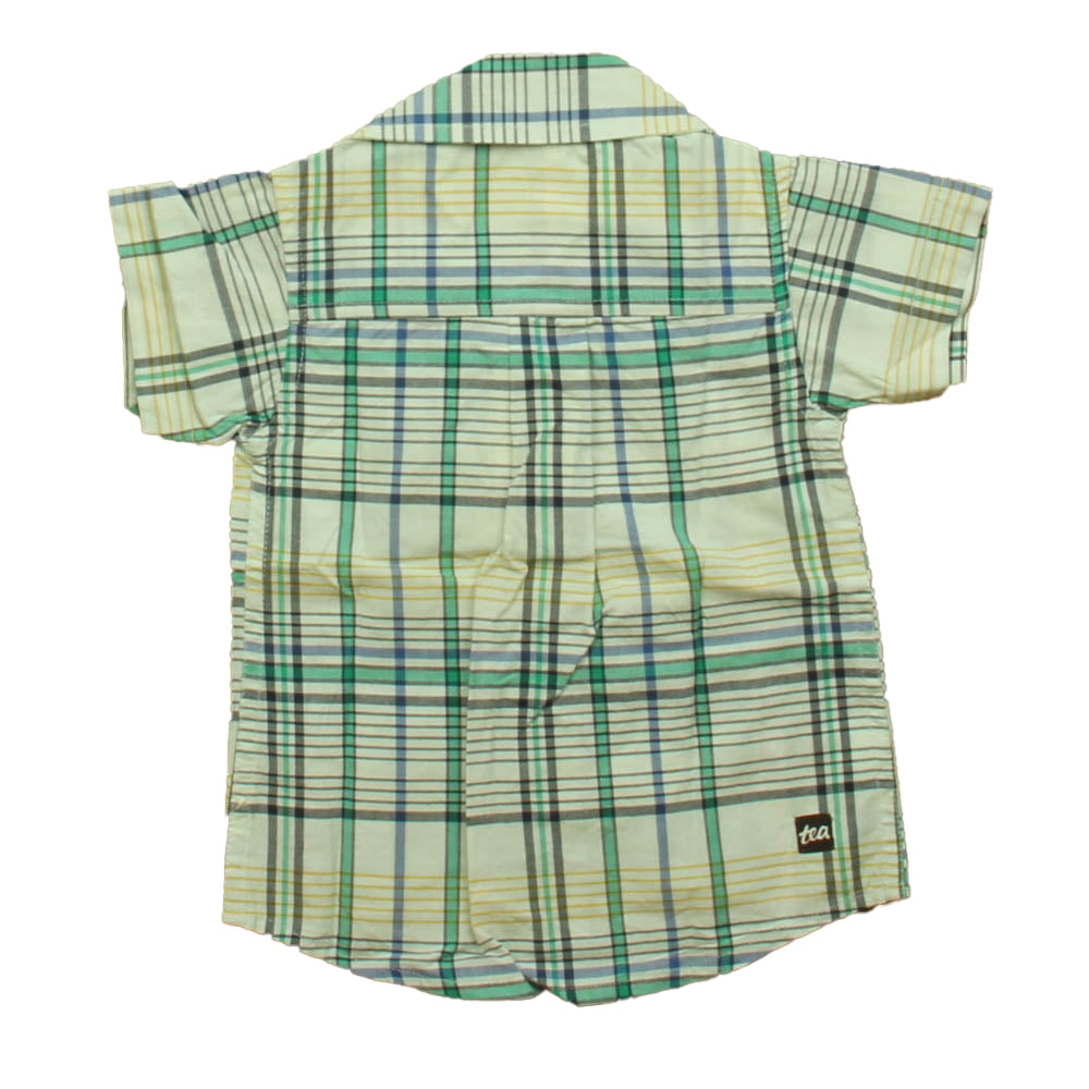 Tea Boys Blue | Yellow Plaid Button Down Short Sleeve Size: 18-24 Months Blue | Yellow Plaid