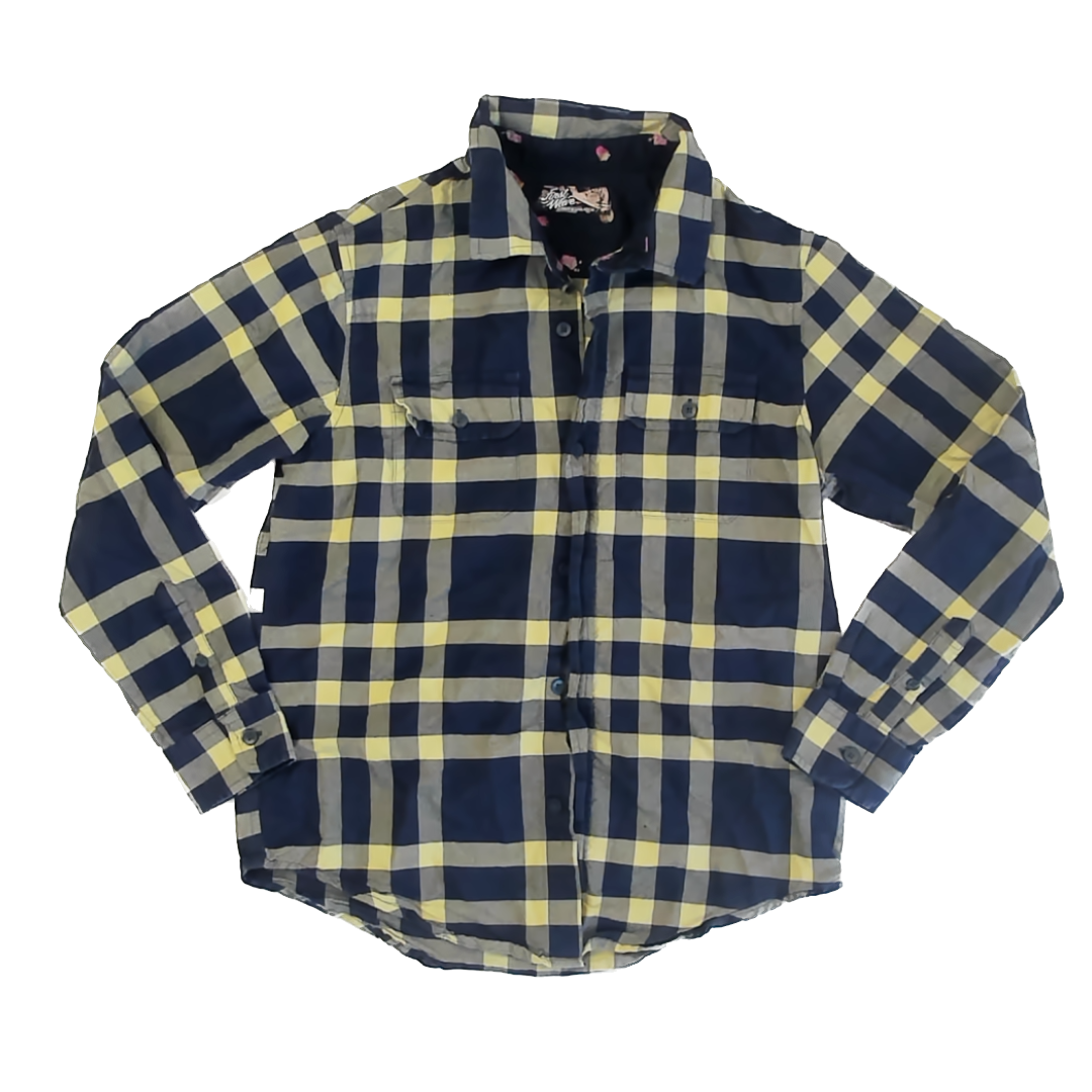 First Wave Boys Blue | Yellow Plaid Button Down Long Sleeve Size: 14 Years Blue | Yellow Plaid