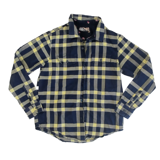 First Wave Boys Blue | Yellow Plaid Button Down Long Sleeve Size: 14 Years Blue | Yellow Plaid