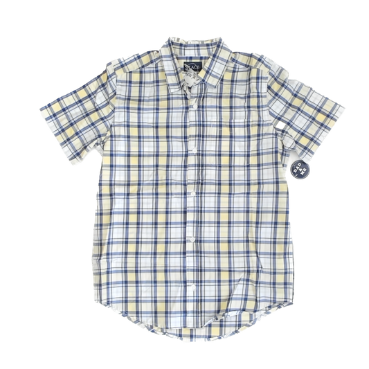 Children's Place Boys Blue | Yellow Plaid Button Down Short Sleeve Size: 14 Blue | Yellow Plaid