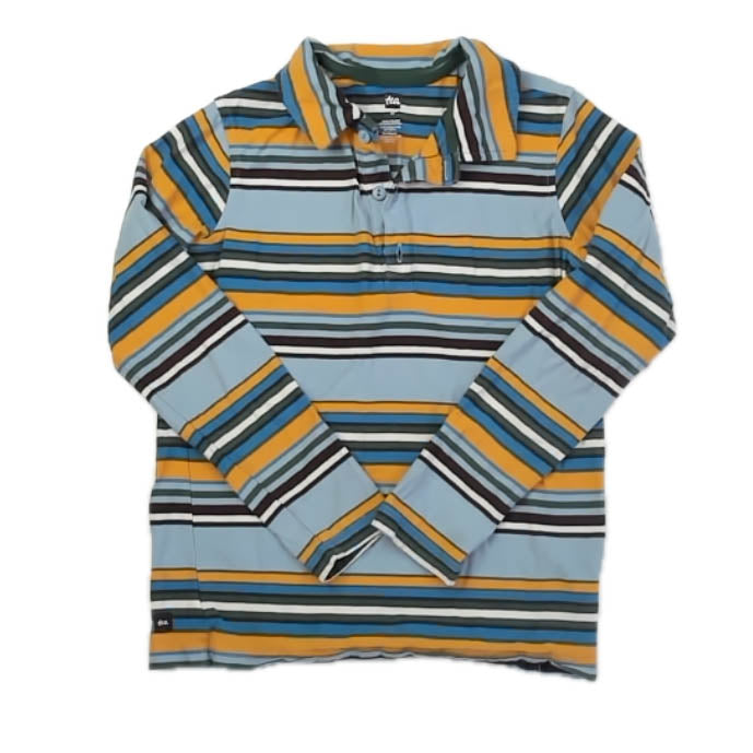 Tea Collection Boys Blue | Yellow Stripe Rugby Shirt Size: 10 Years Blue | Yellow Stripe