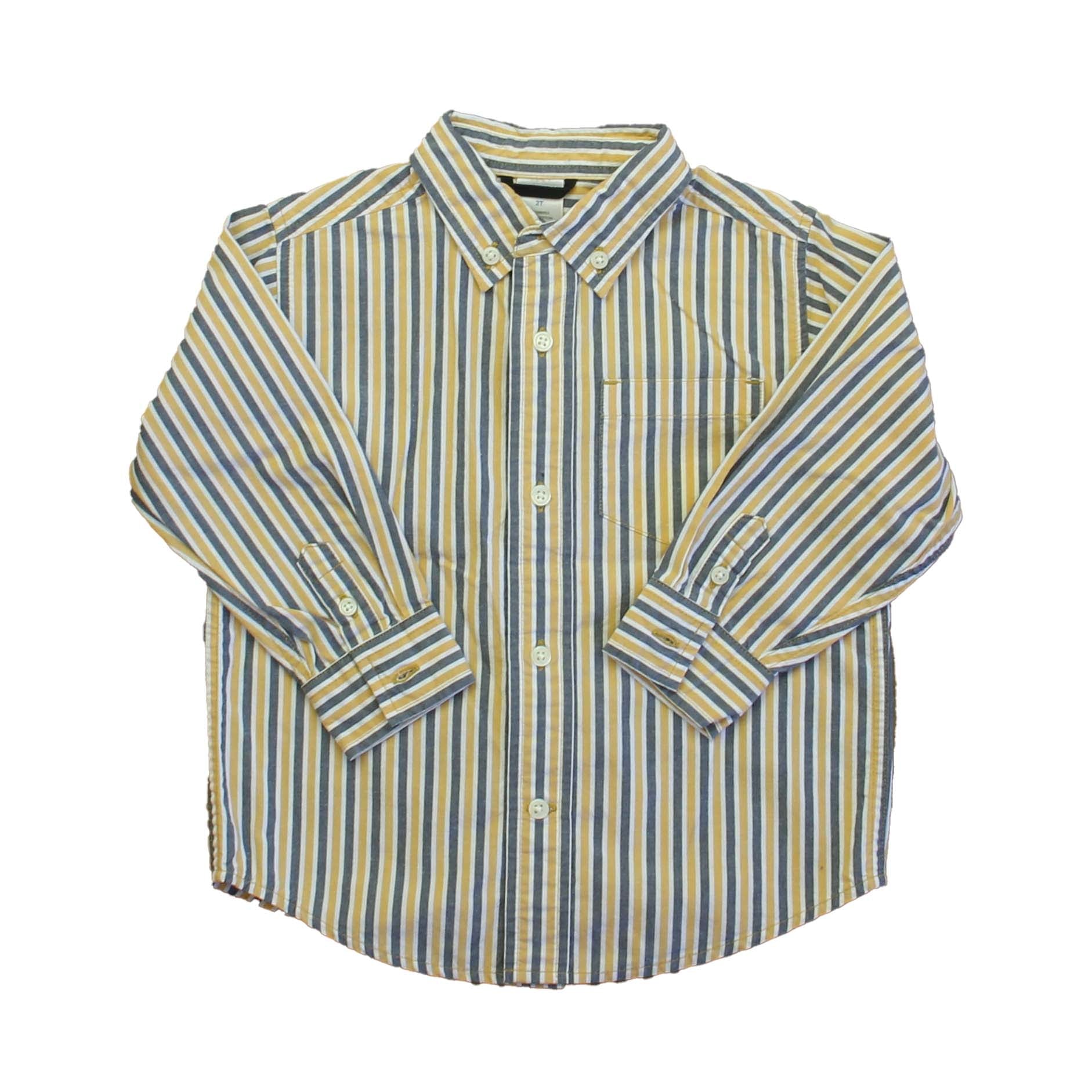 Gymboree Boys Blue | Yellow Stripe Button Down Long Sleeve Size: 2T Blue | Yellow Stripe