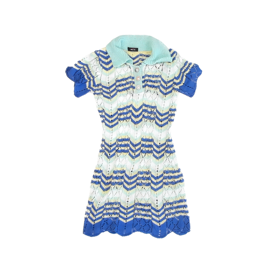 Micas Girls Blue Yellow Stripe Dress Size: 12* Blue Yellow Stripe