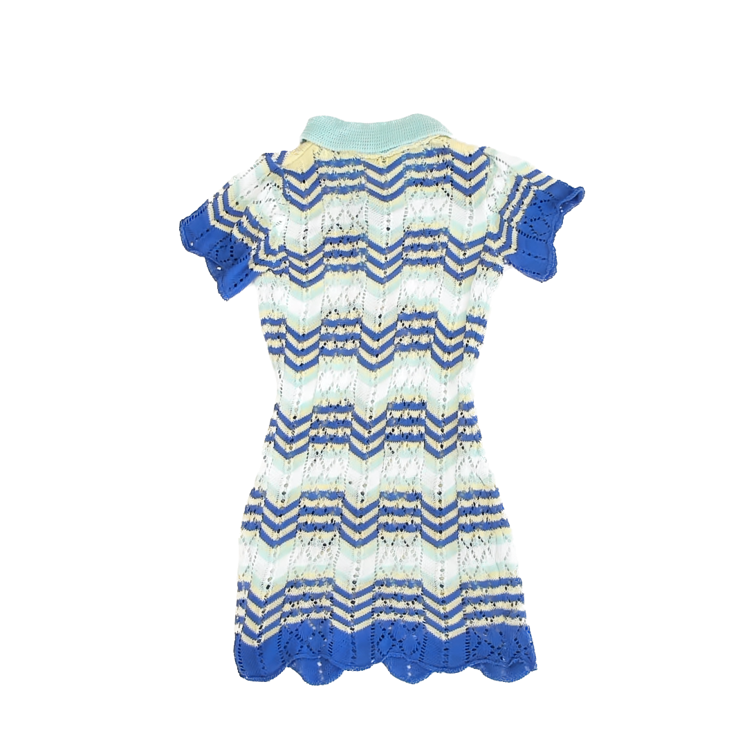 Micas Girls Blue Yellow Stripe Dress Size: 12* Blue Yellow Stripe