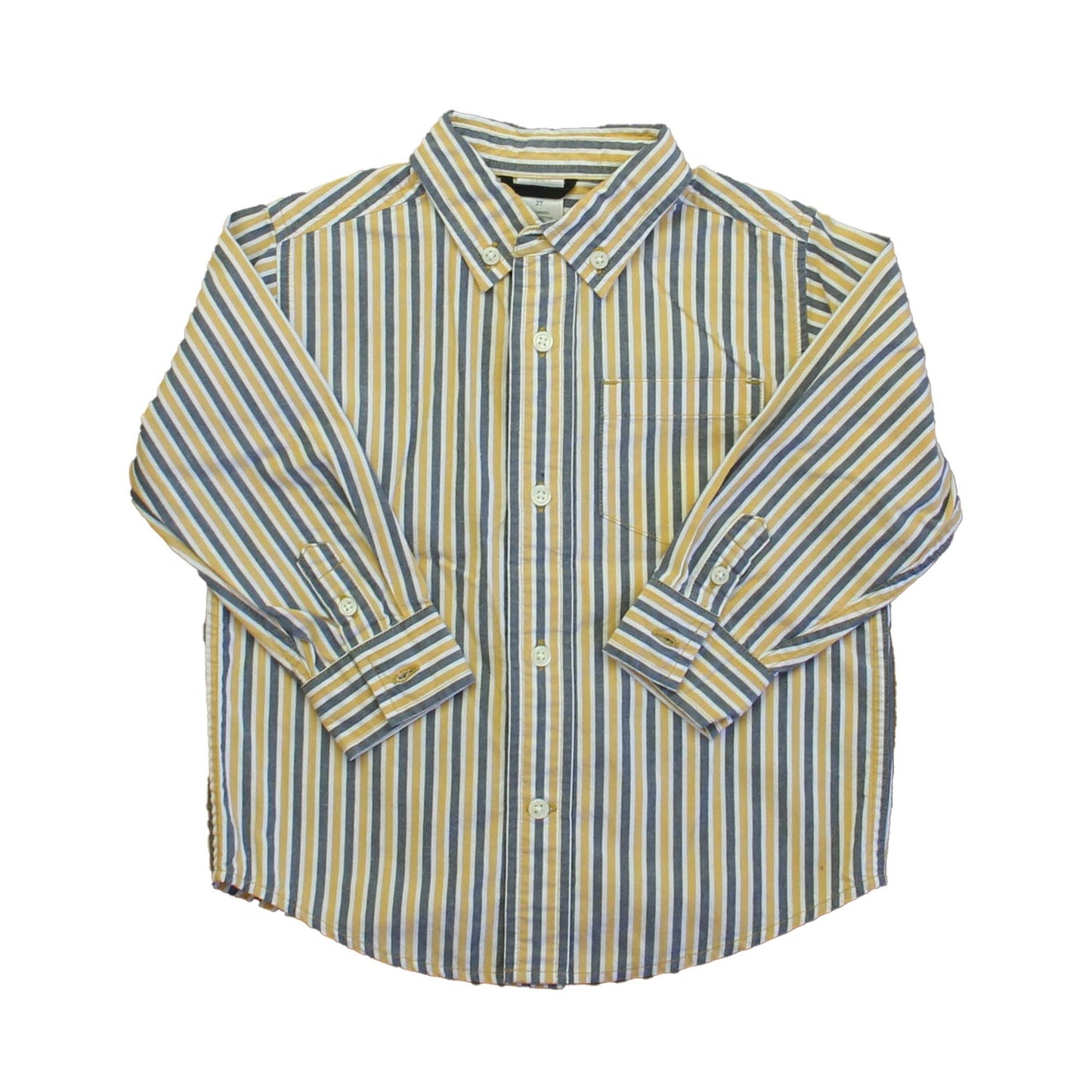 Gymboree Boys Blue | Yellow Stripe Button Down Long Sleeve Size: 2T Blue | Yellow Stripe