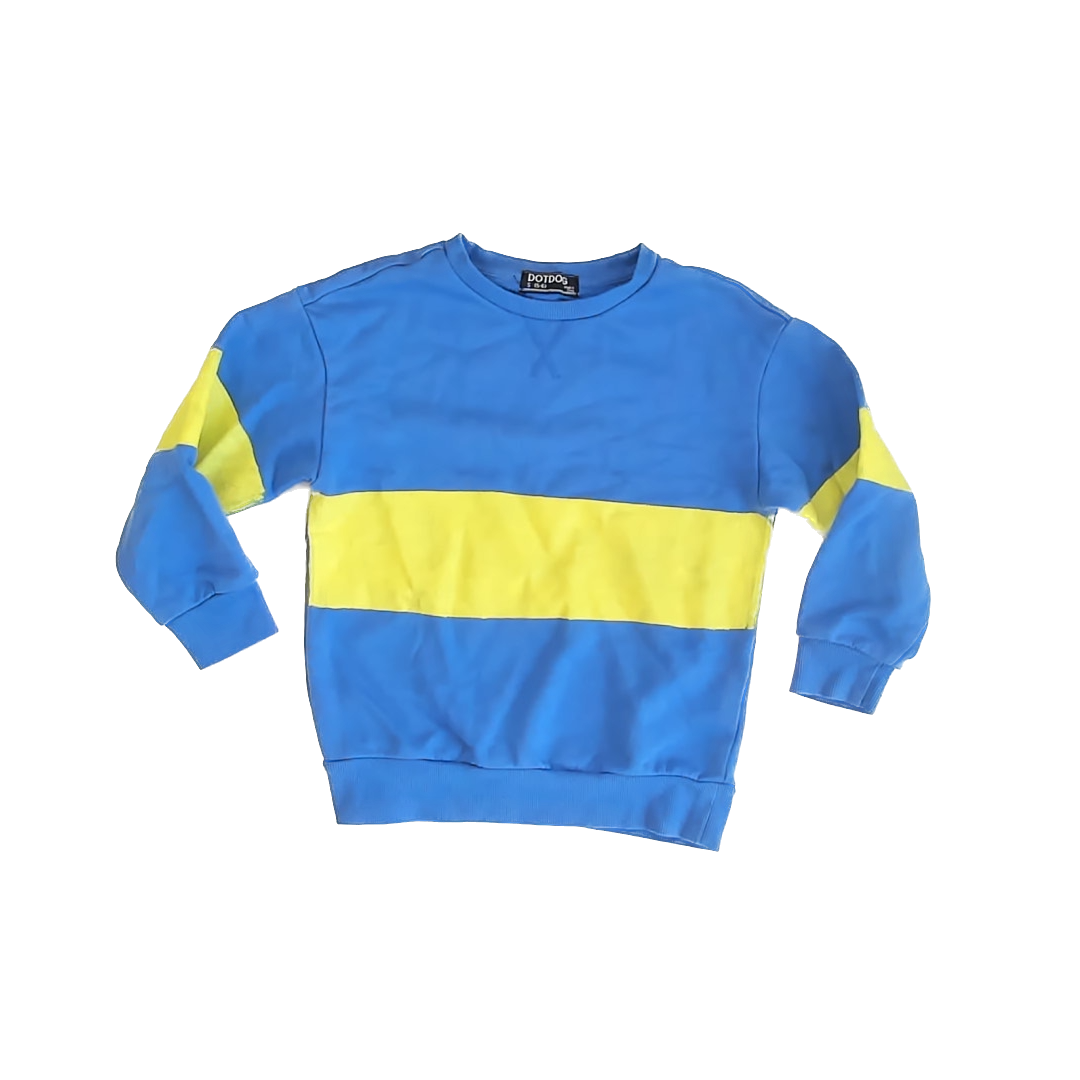 Dotdog Boys Blue | Yellow Sweatshirt Size: 5-6 Years Blue | Yellow