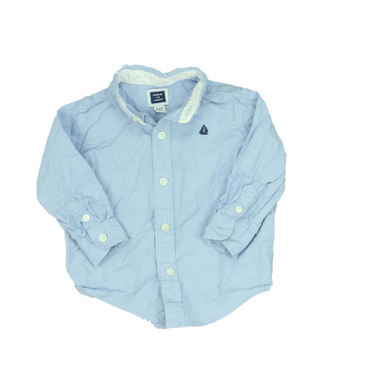 Janie and Jack Boys Blue Button Down Long Sleeve Size: 6-12 Months Blue