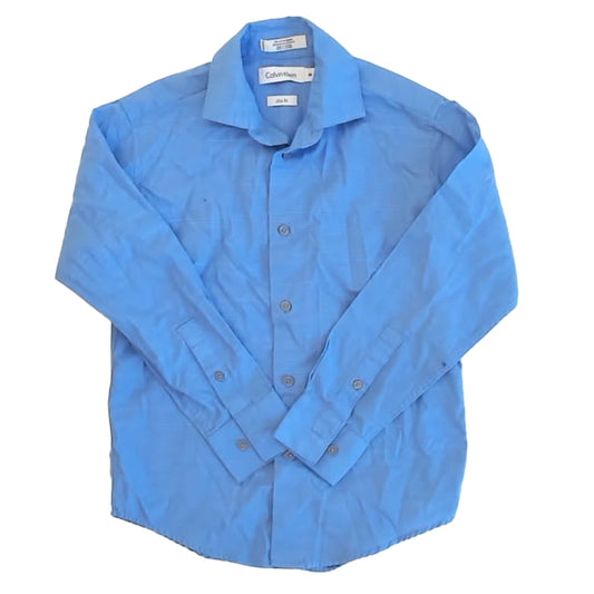Calvin Klein Girls Blue Button Down Long Sleeve Size: 8 Years Blue