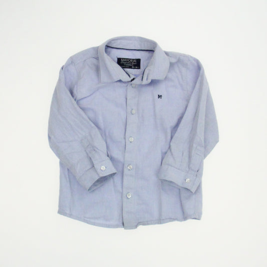 Mayoral Boys Blue Button Down Long Sleeve Size: 18 Months Blue
