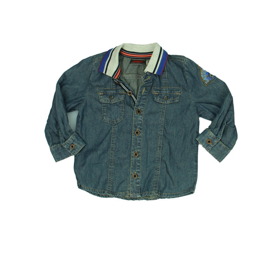Catimini Boys Blue Button Down Long Sleeve Size: 2T Blue