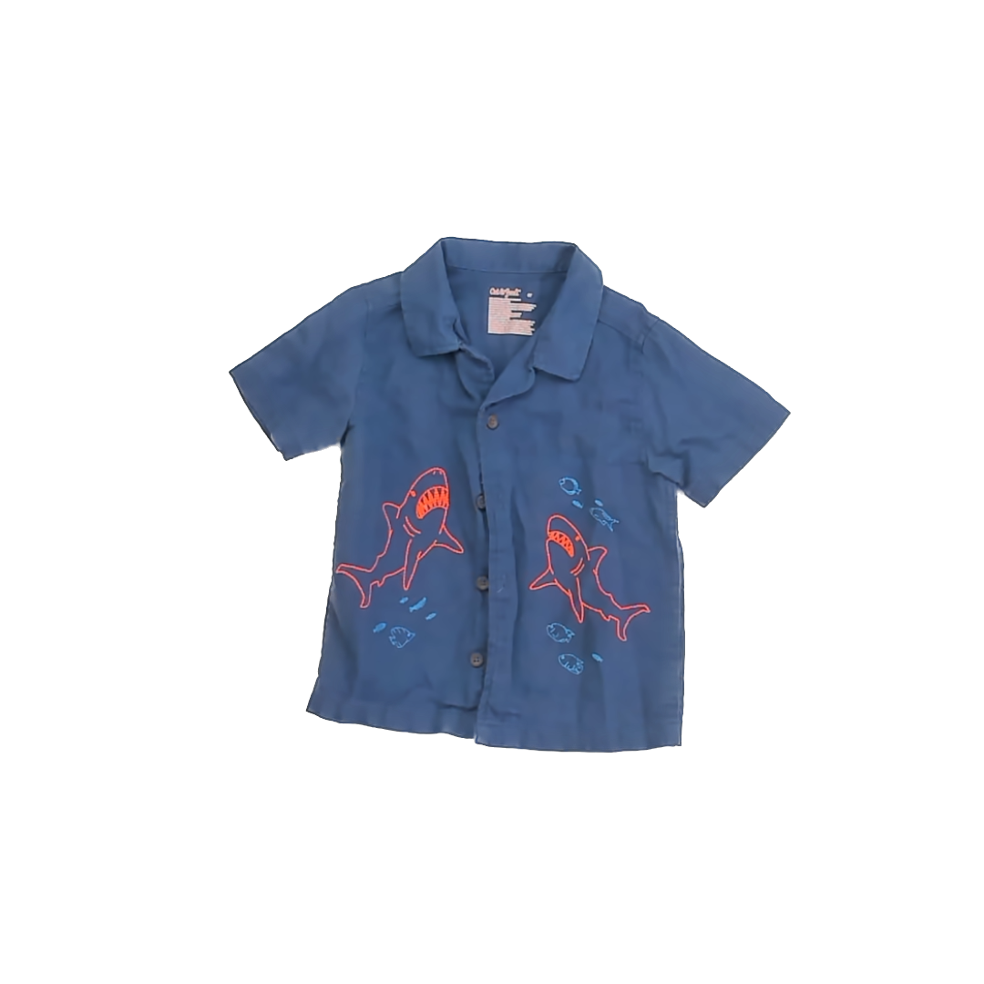 Cat & Jack Boys Blue Button Down Short Sleeve Size: 3T Blue