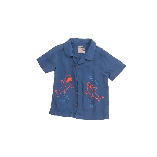 Cat & Jack Boys Blue Button Down Short Sleeve Size: 3T Blue