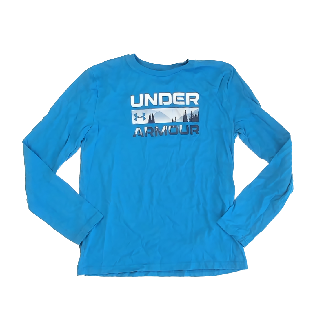 Under Armour Boys Blue Long Sleeve T-Shirt Size: 14-16 Years (YLG) Blue