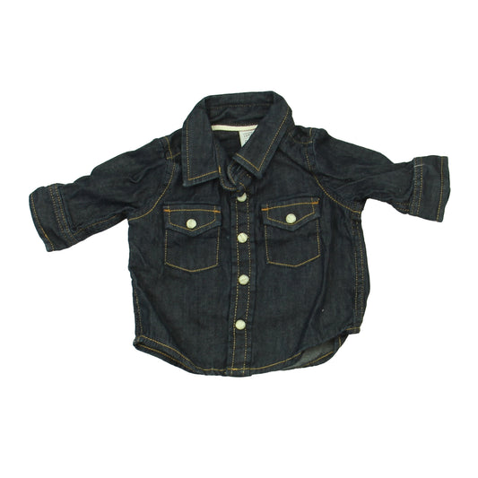 Gap Boys Blue Button Down Long Sleeve Size: 0-3 Months Blue