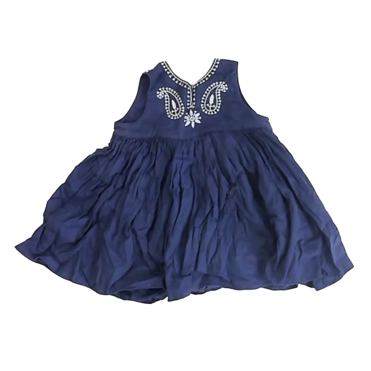 Lili Gaufrette Girls Blue Dress Size: 12 Months Blue