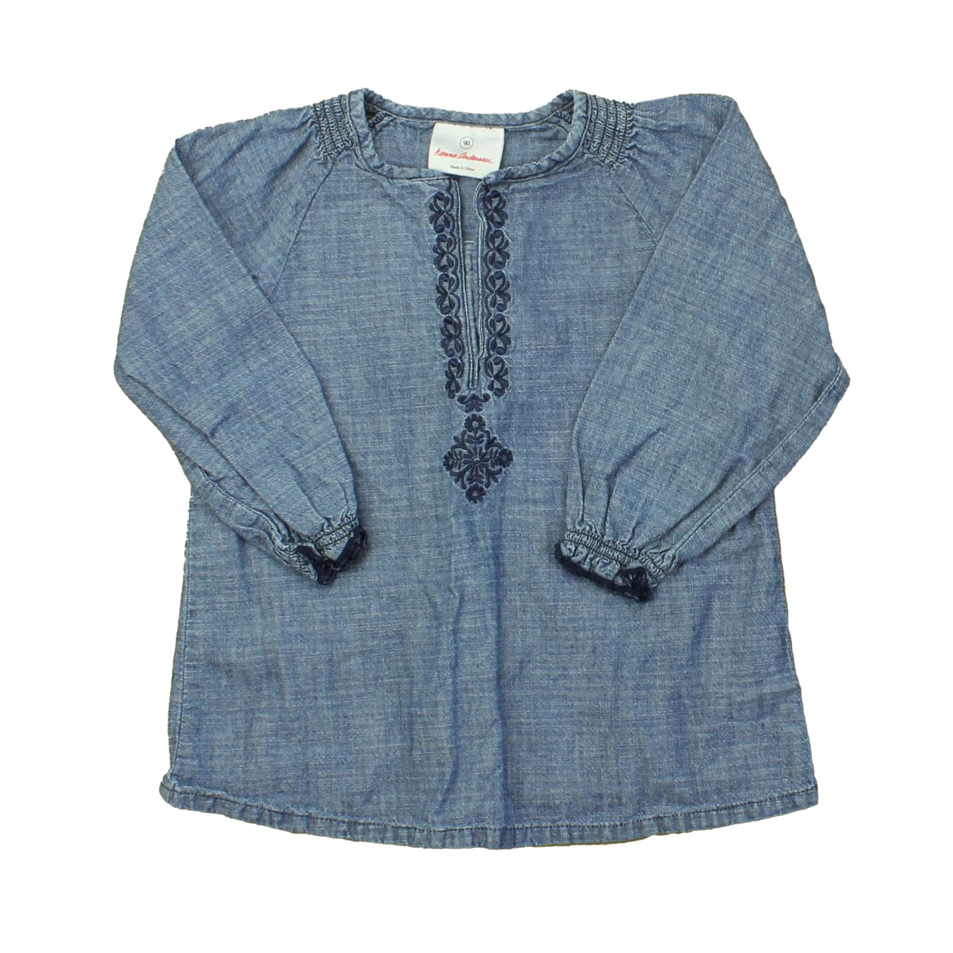 Hanna Andersson Girls Blue Blouse Size: 3T Blue