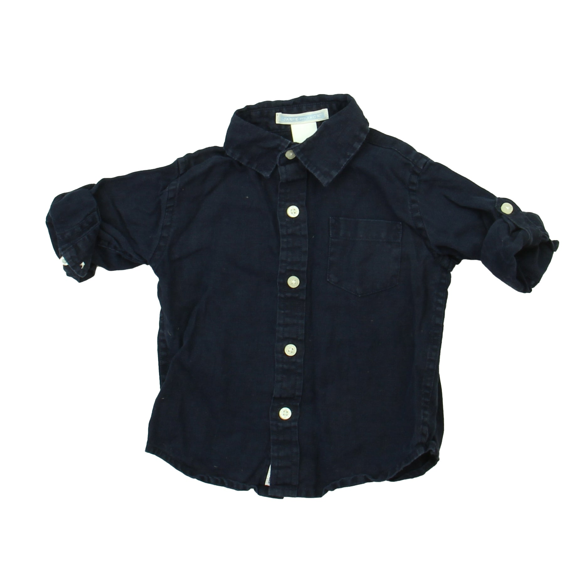 Janie and Jack Boys Blue Button Down Long Sleeve Size: 6-12 Months Blue