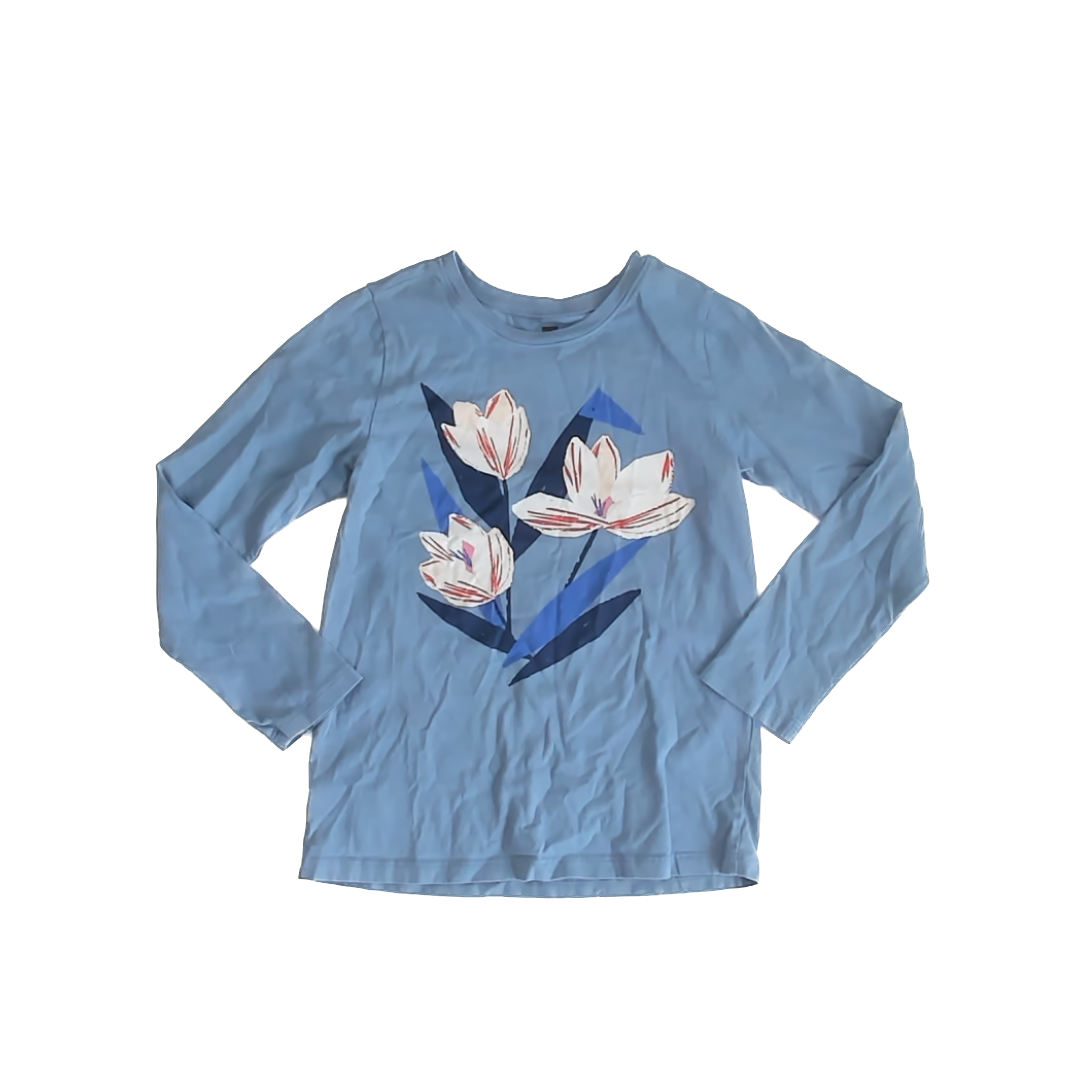 Tea Collection Girls Blue Long Sleeve T-Shirt Size: 7 Years Blue