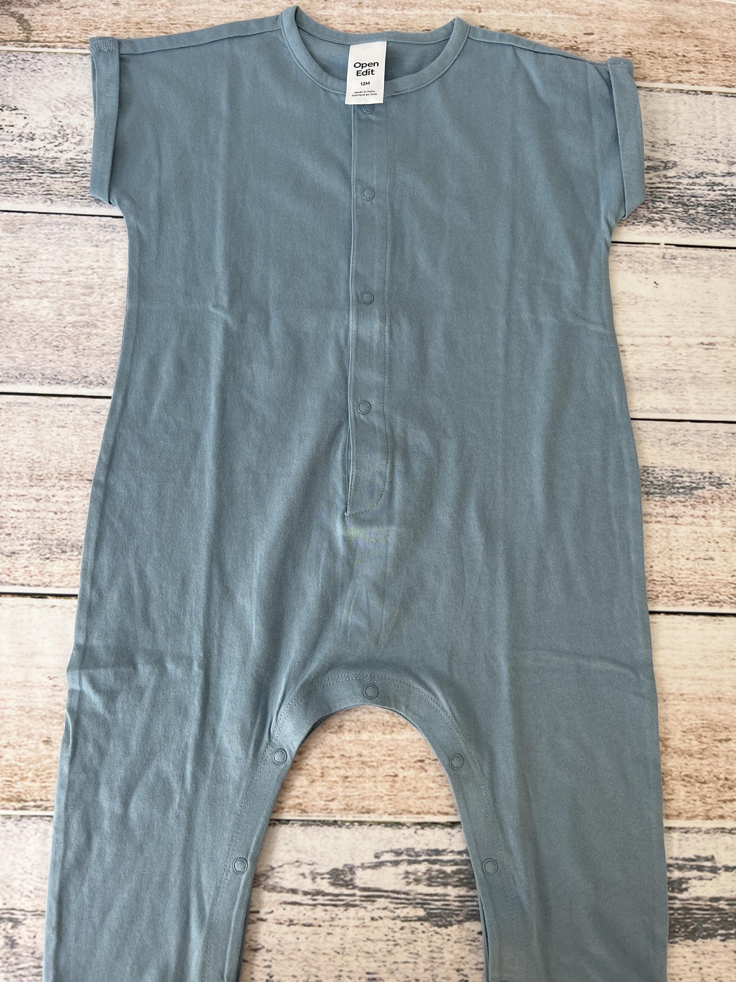 Open Edit Unisex Blue Romper Size: 12 months Blue