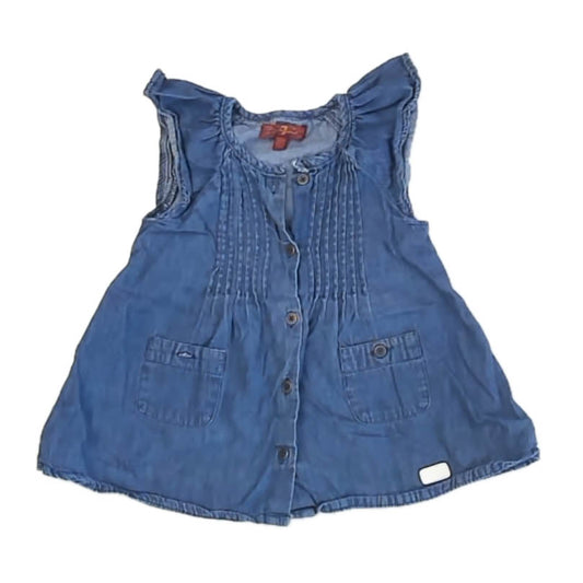 7 for all Mankind Girls Blue Blouse Size: 12 Months Blue