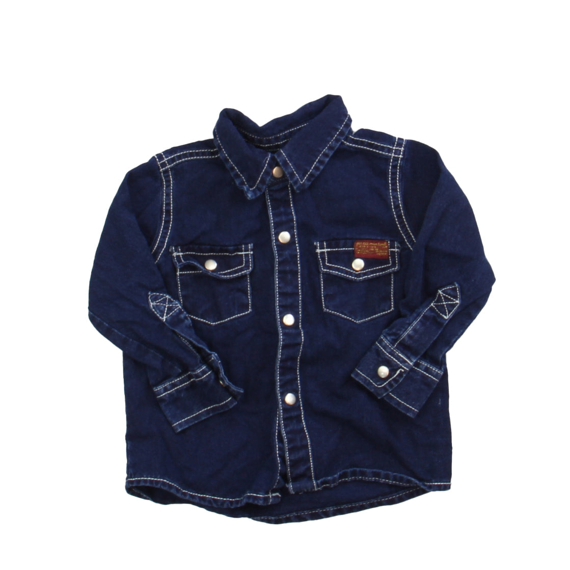 7 for all Mankind Boys Blue Button Down Long Sleeve Size: 12 Months