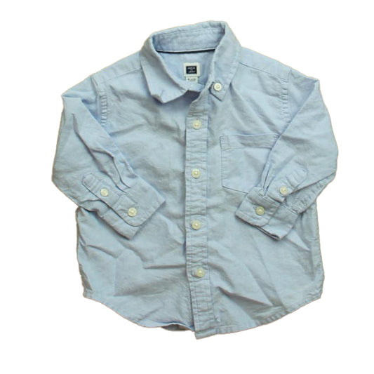 Janie and Jack Boys Blue Button Down Long Sleeve Size: 6-12 Months