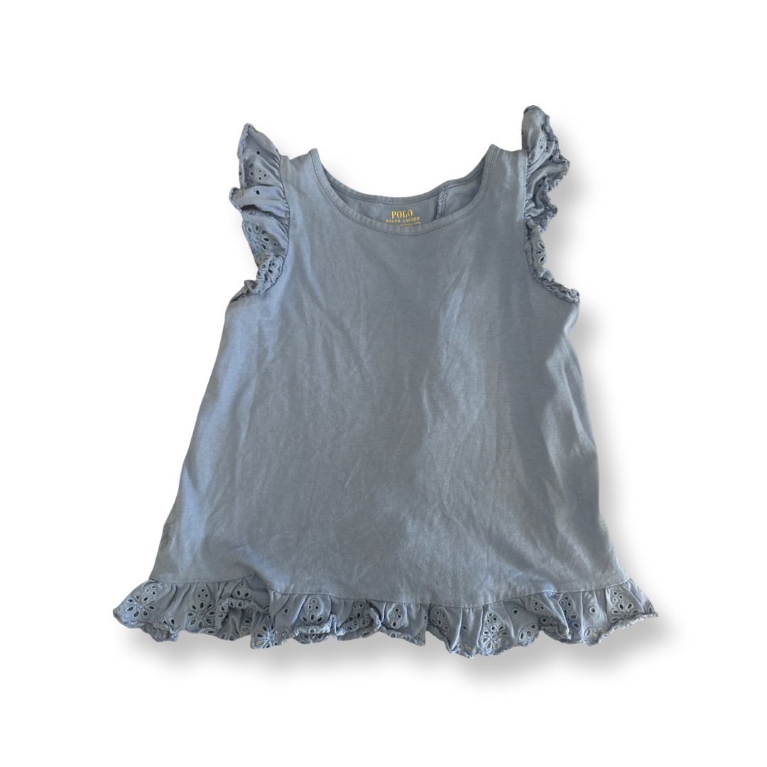 Polo Girls Blue Tank Top Size: Ruffle Sleeveless Tank Blue