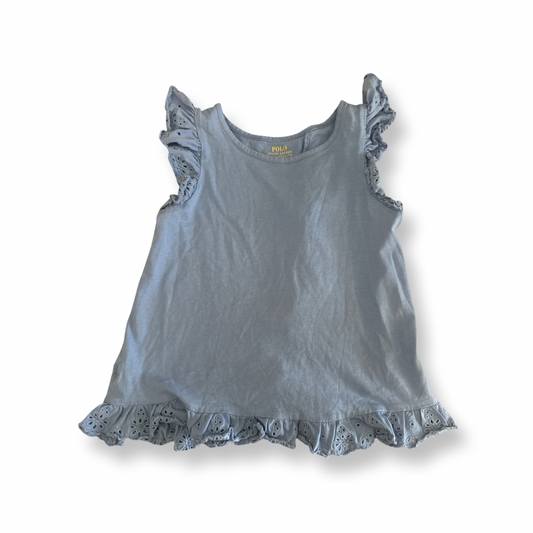 Polo Girls Blue Tank Top Size: Ruffle Sleeveless Tank Blue