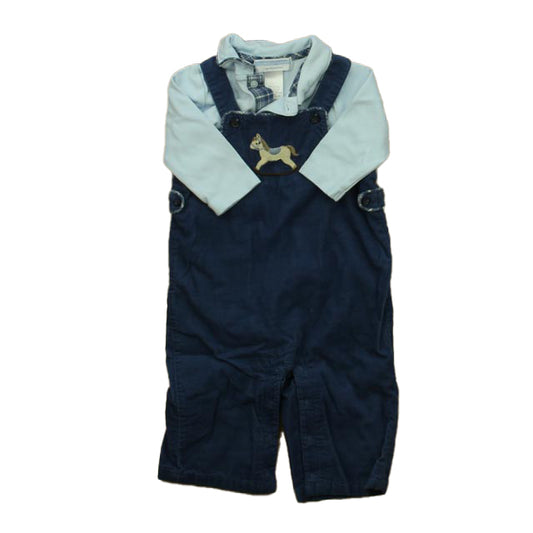 Janie and Jack Boys Blue Overalls Size: 3-6 Months Blue