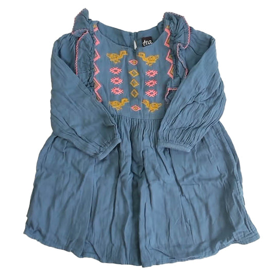 Tea Girls Blue Dress Size: 3T Blue