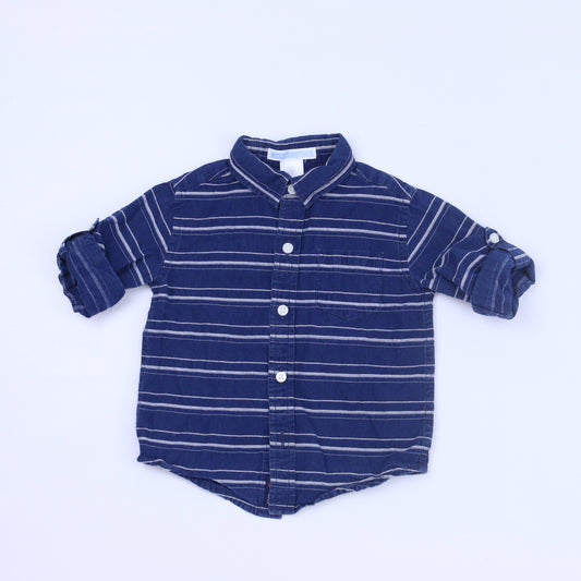Janie & Jack Boys Blue Button Down Long Sleeve Size: 6-12 Months Blue