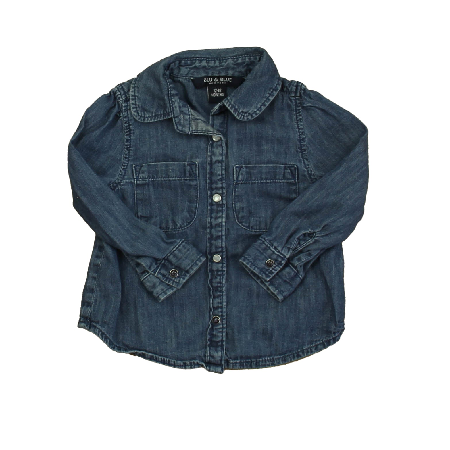 Blu & Blue Girls Blue Blouse Size: 12-18 Months Blue