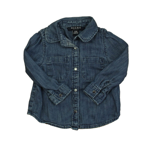 Blu & Blue Girls Blue Blouse Size: 12-18 Months Blue